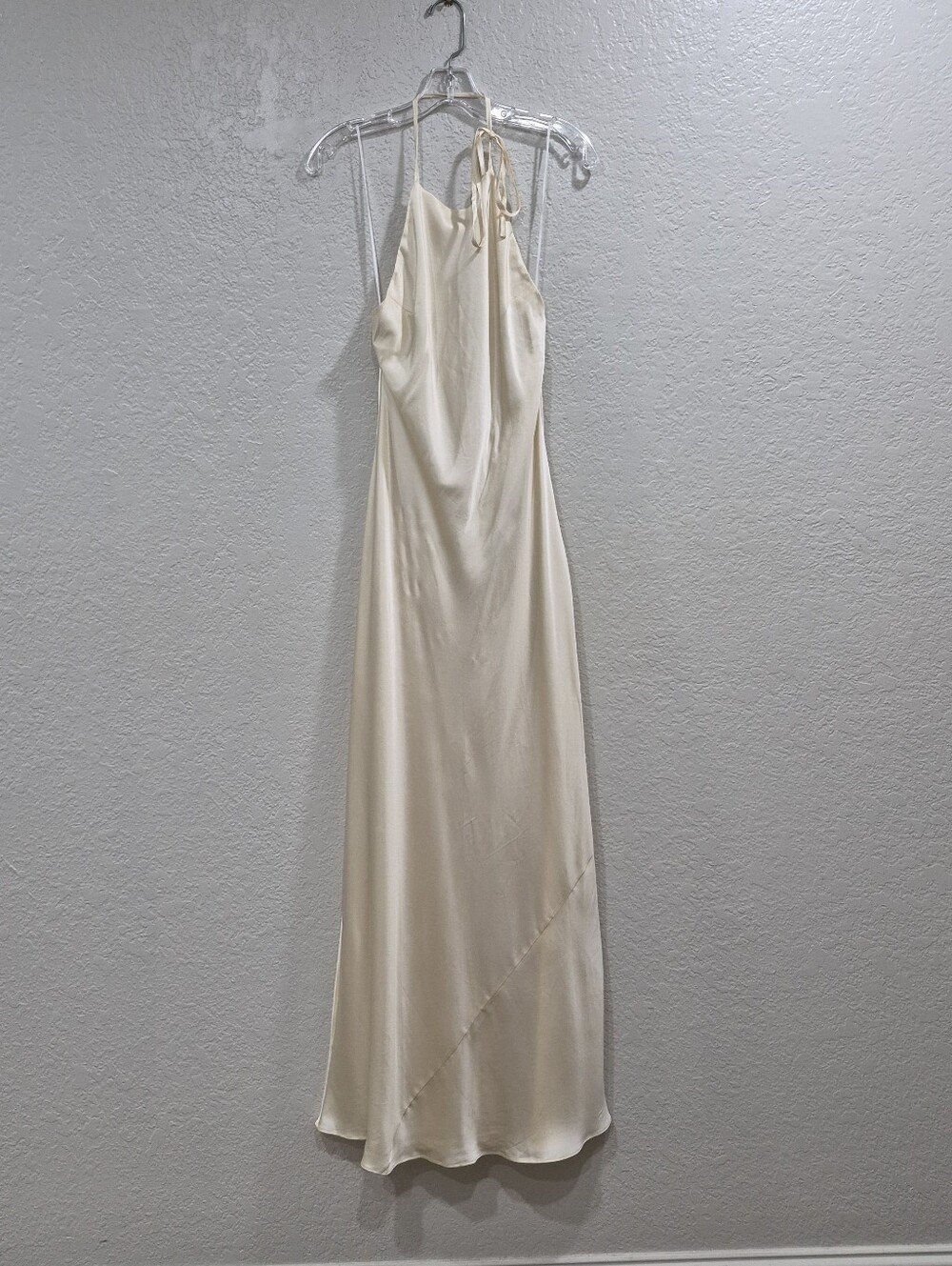 Reformation Jeany 100% Silk Satin Halter Slip Maxi Dress Ivory size 0 NWT - Picture 9 of 15